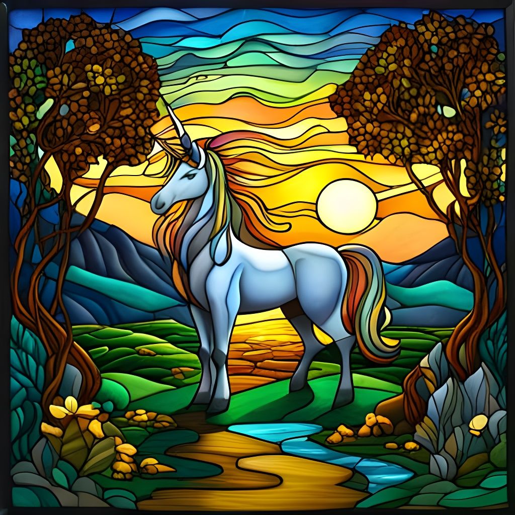 Stained Glass Unicorn  by @AkiraDawn