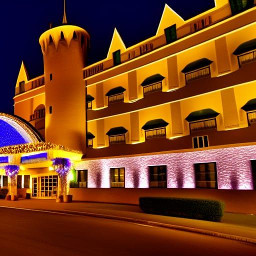 Excalibur hotel at night time