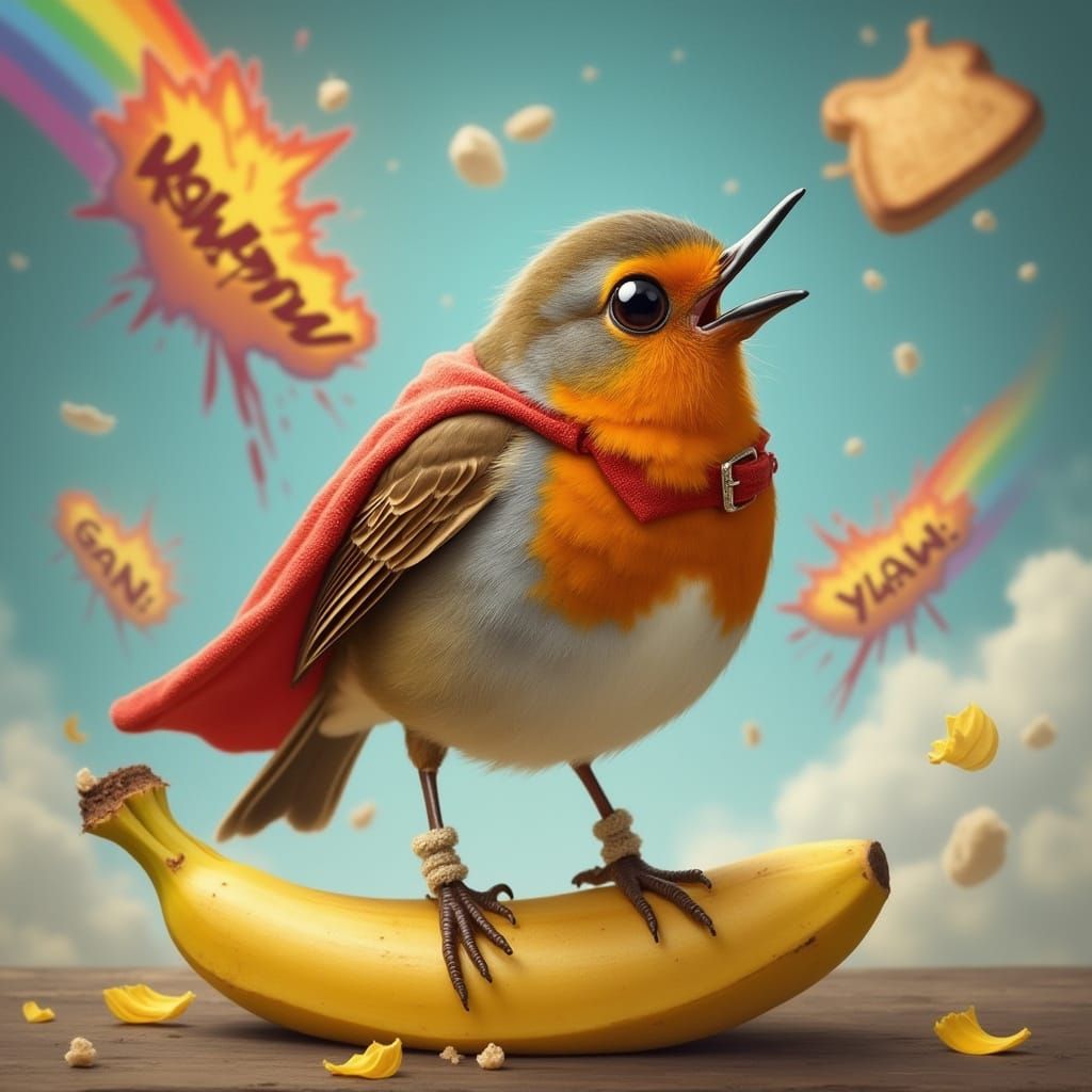 Heroic Robin on Banana Peel with Rainbow Explosion