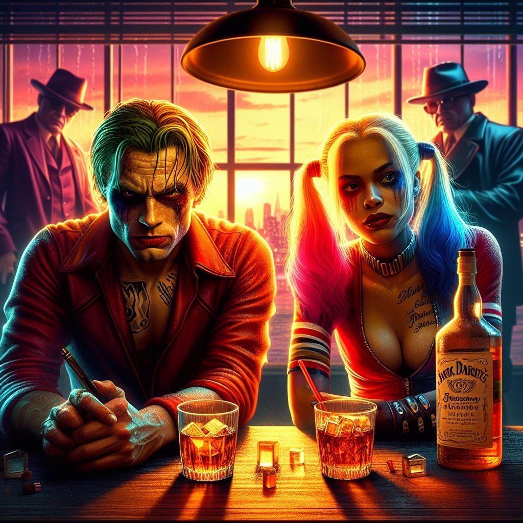 Harley and the Joker after Poison Ivy's funeral