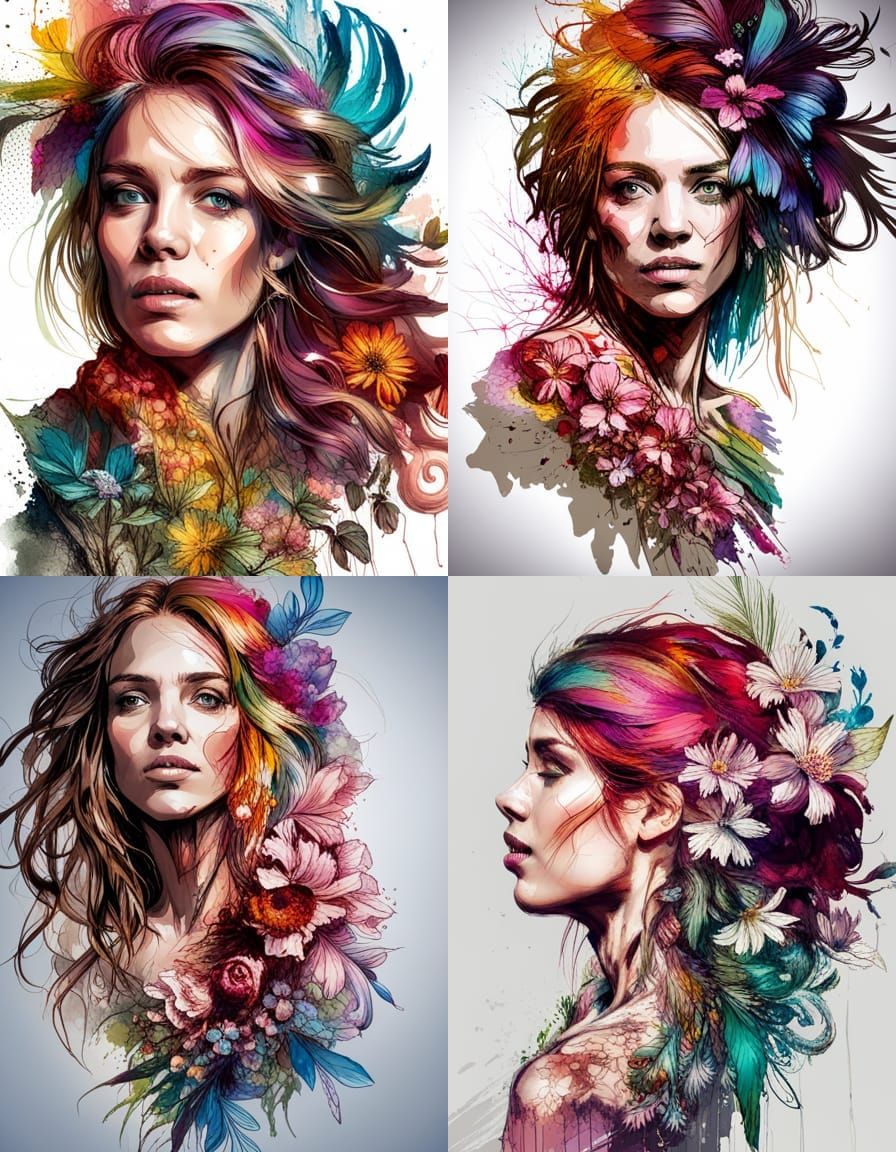 Floral Portraits Set 2 - AI Generated Artwork - NightCafe Creator