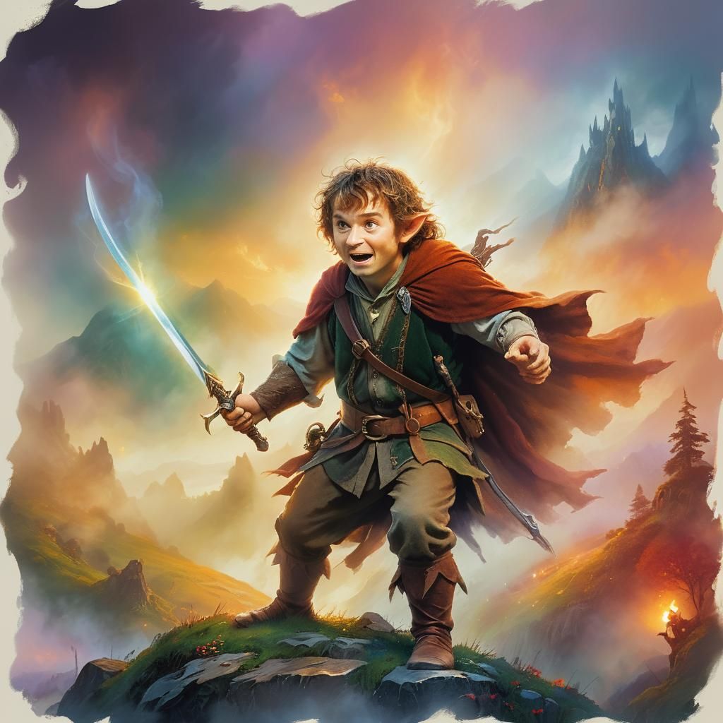 Bilbo wielding Sting