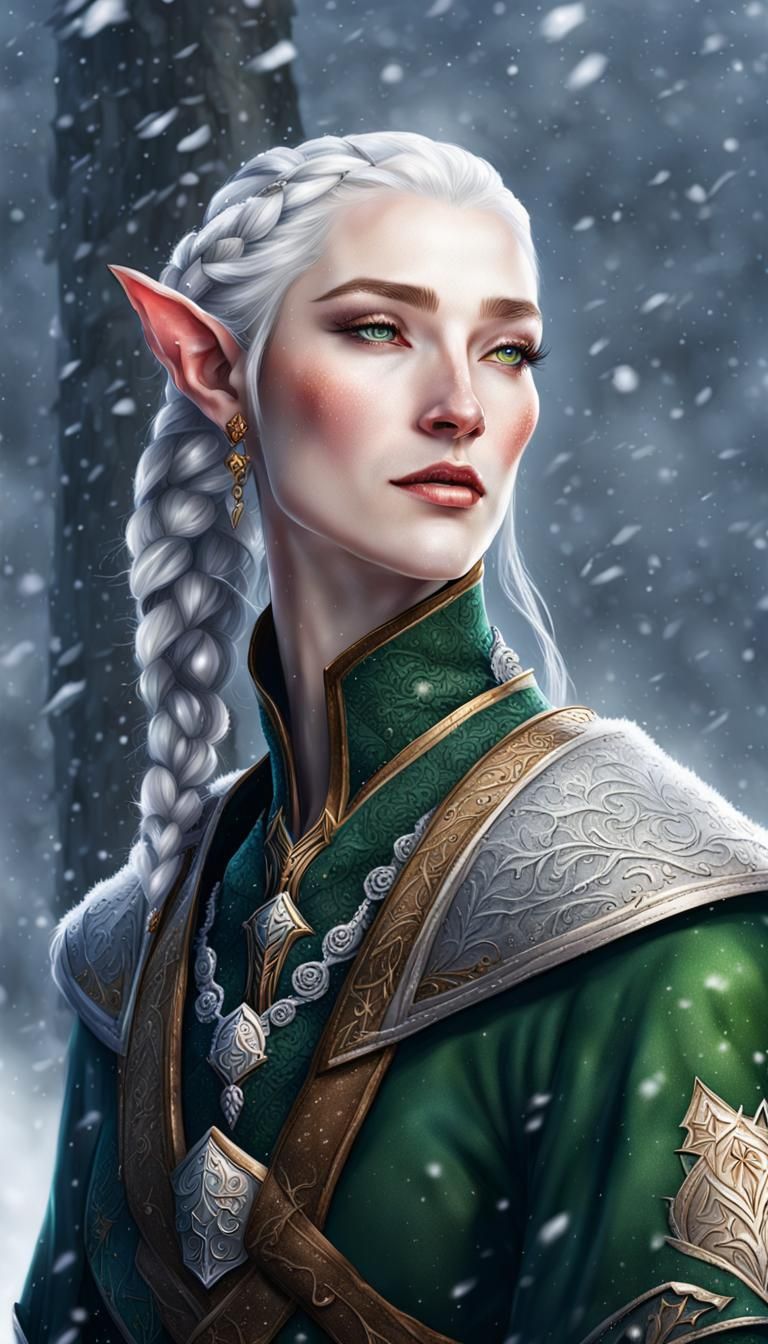 Elf Noble Portrait in the snow - AI Generated Artwork - NightCafe Creator