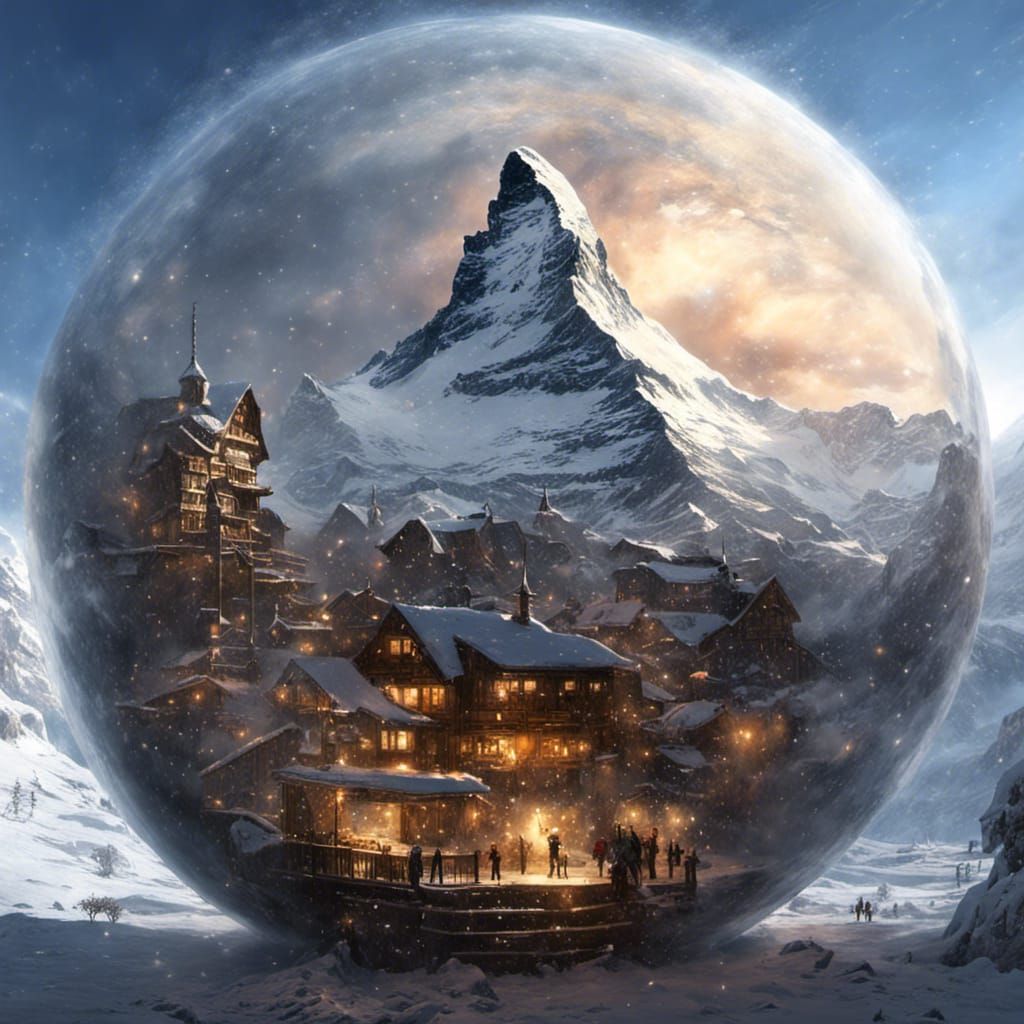 Matterhorn Snow Globe - AI Generated Artwork - NightCafe Creator