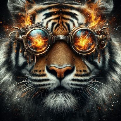 Steampunk fiery cosmic Tiger (2)