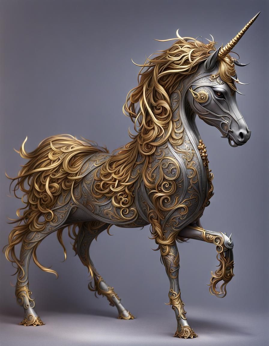 Golden Unicorn  by @mnbvrr