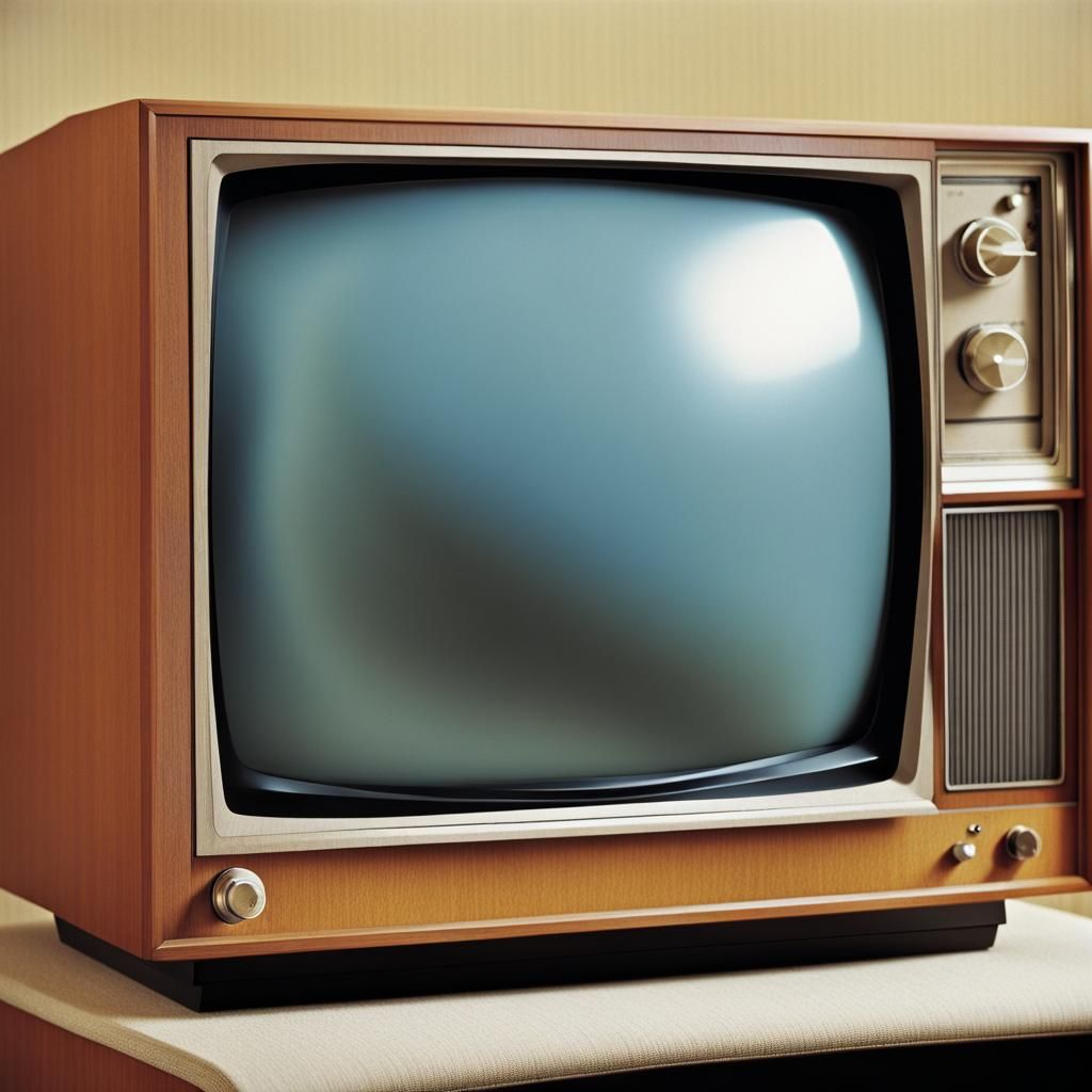 1970s television set, close up, asymmetrical, photograph