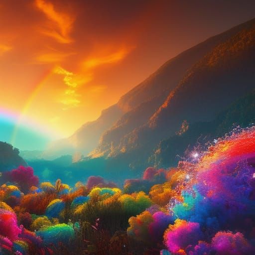 Sunset Over Vibrant Scrubland