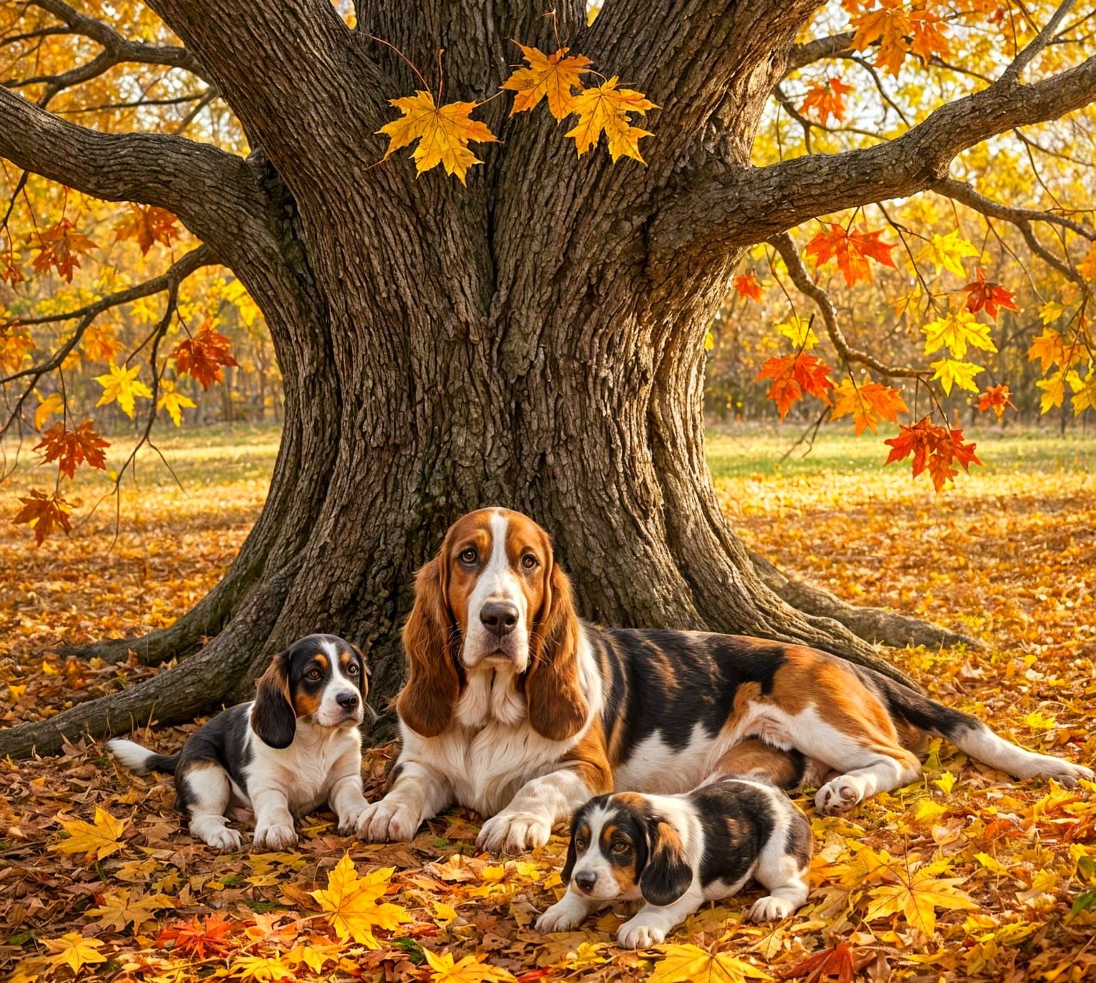 Autumn Harmony with Puppies  by @photon
