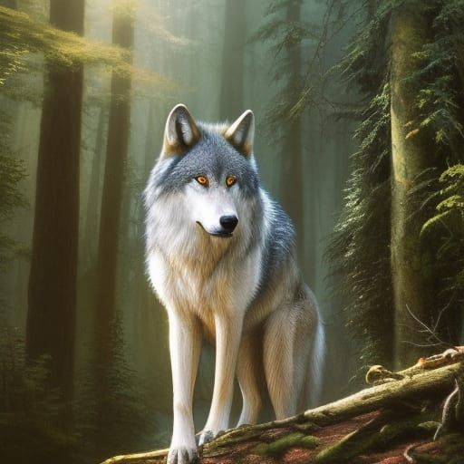 Gray Wolf in the Forest - AI Generated Artwork - NightCafe Creator