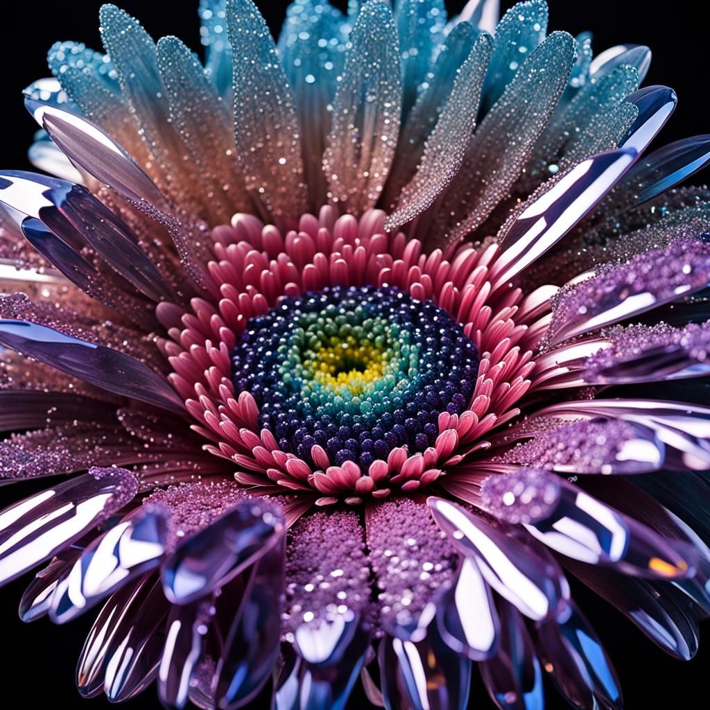 Crystalline Gerbera Daisy Macro Photograph