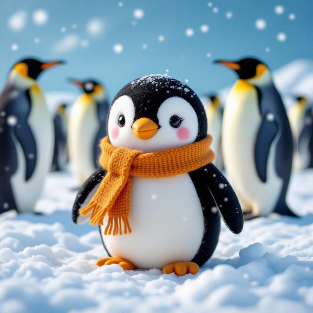 Felt Penguin's Antarctic Adventure in Magical Realism