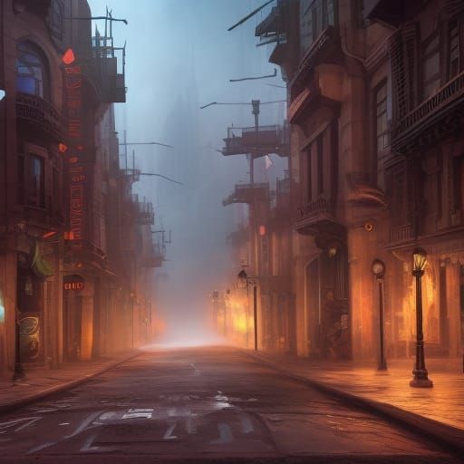 Empty street aboned city - AI Generated Artwork - NightCafe Creator