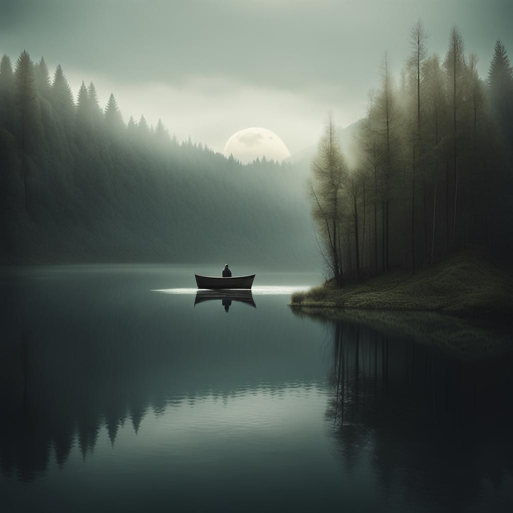 (ethereal Lake Calm Waters)minimalist Anton Semenov Style 3 - Ai 