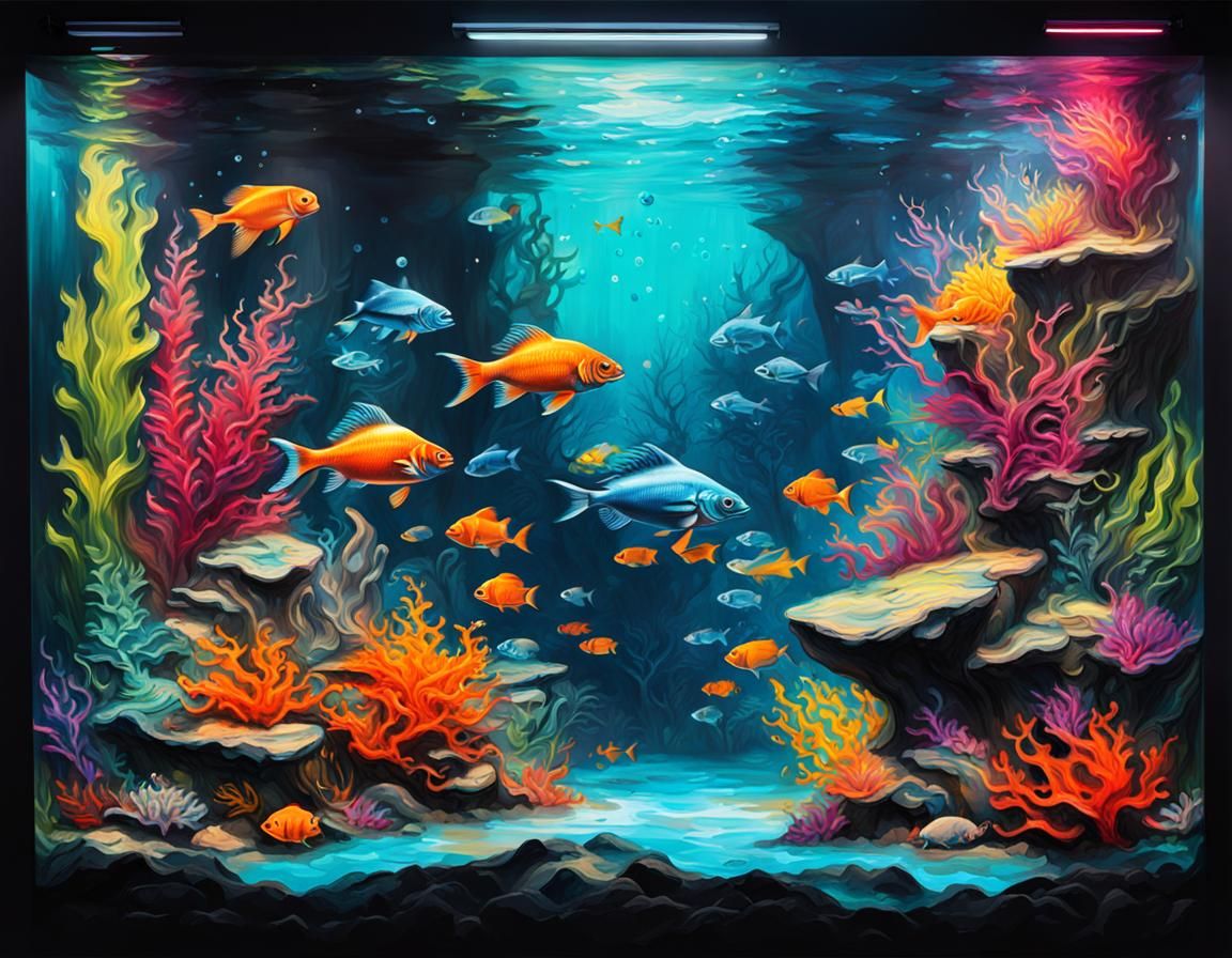 Beautiful stunning aquarium graffiti art splash art street art