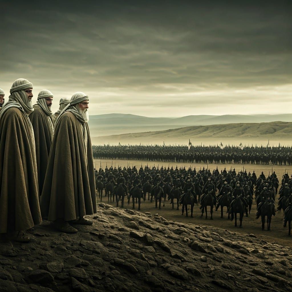 Epic Confrontation: Wise Elders vs. Dark Armies in Cinematic...