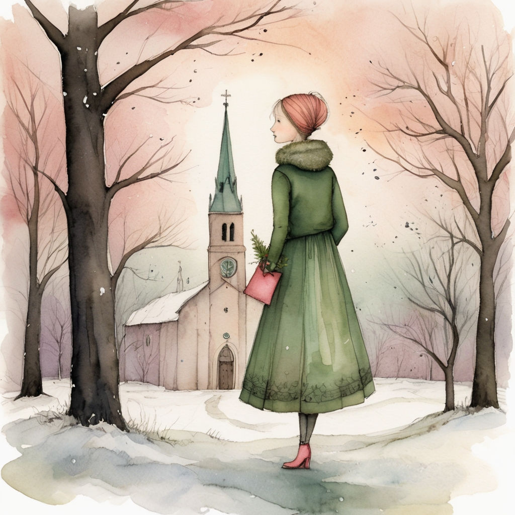 Girl near the church