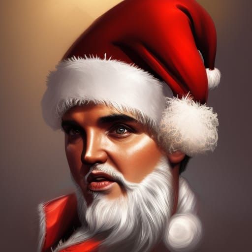 Elvis Presley dressed as Santa Claus head and shoulders port...