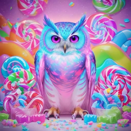 Starry Electric Lighting Owl Cat Rose Tie Dye Candy art styl...