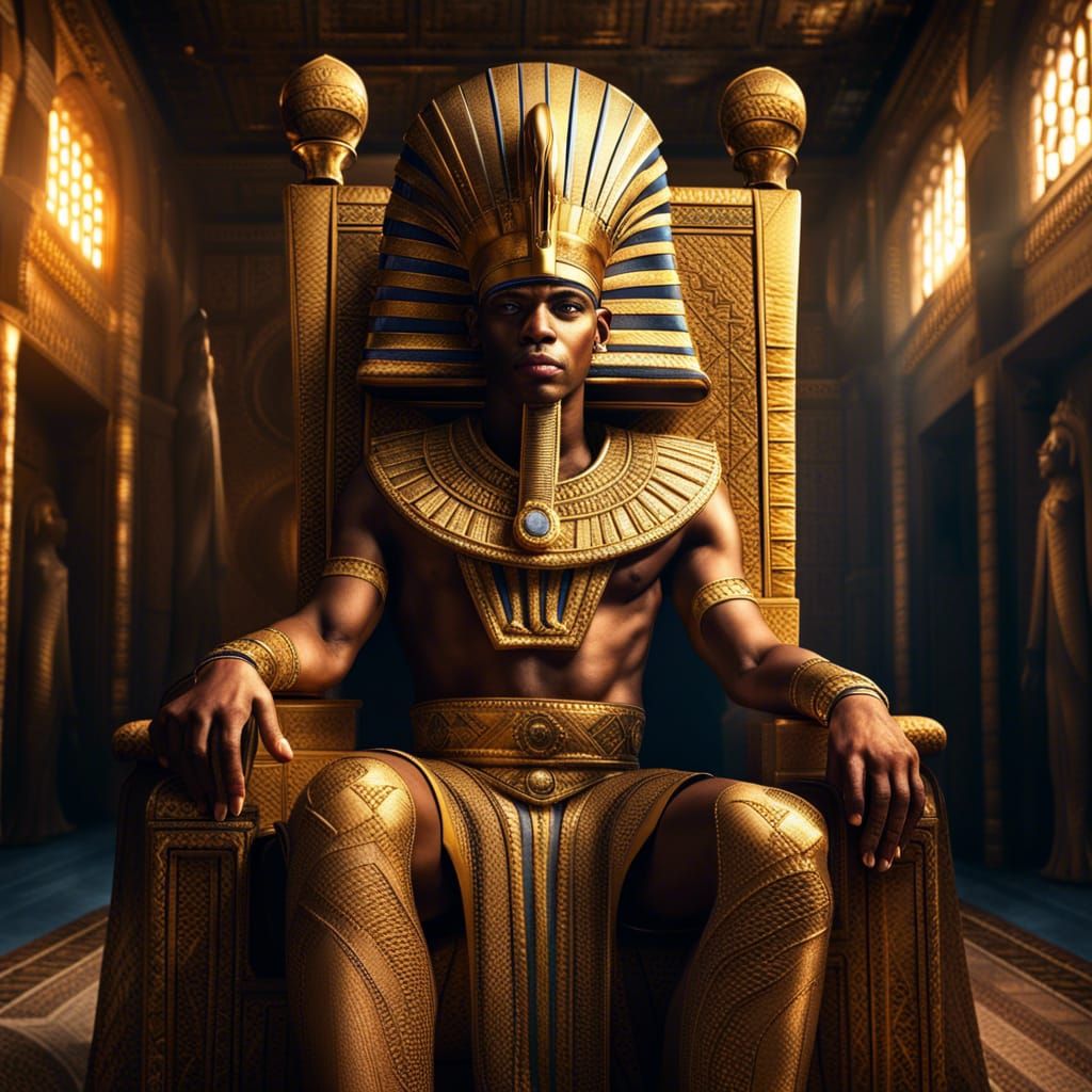 pharoah king on the throne, in his golden palace - AI Generated Artwork ...