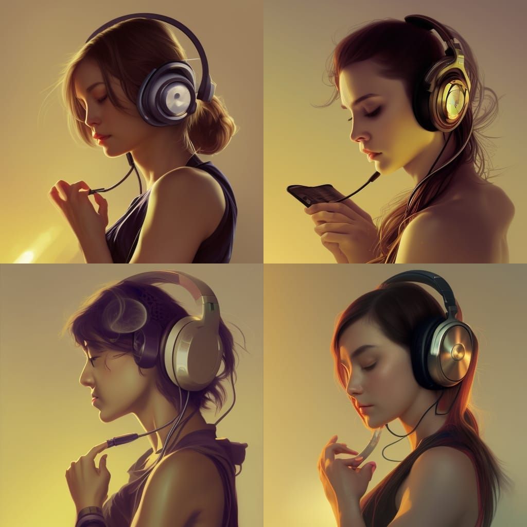 a girl listening to music with headphones on