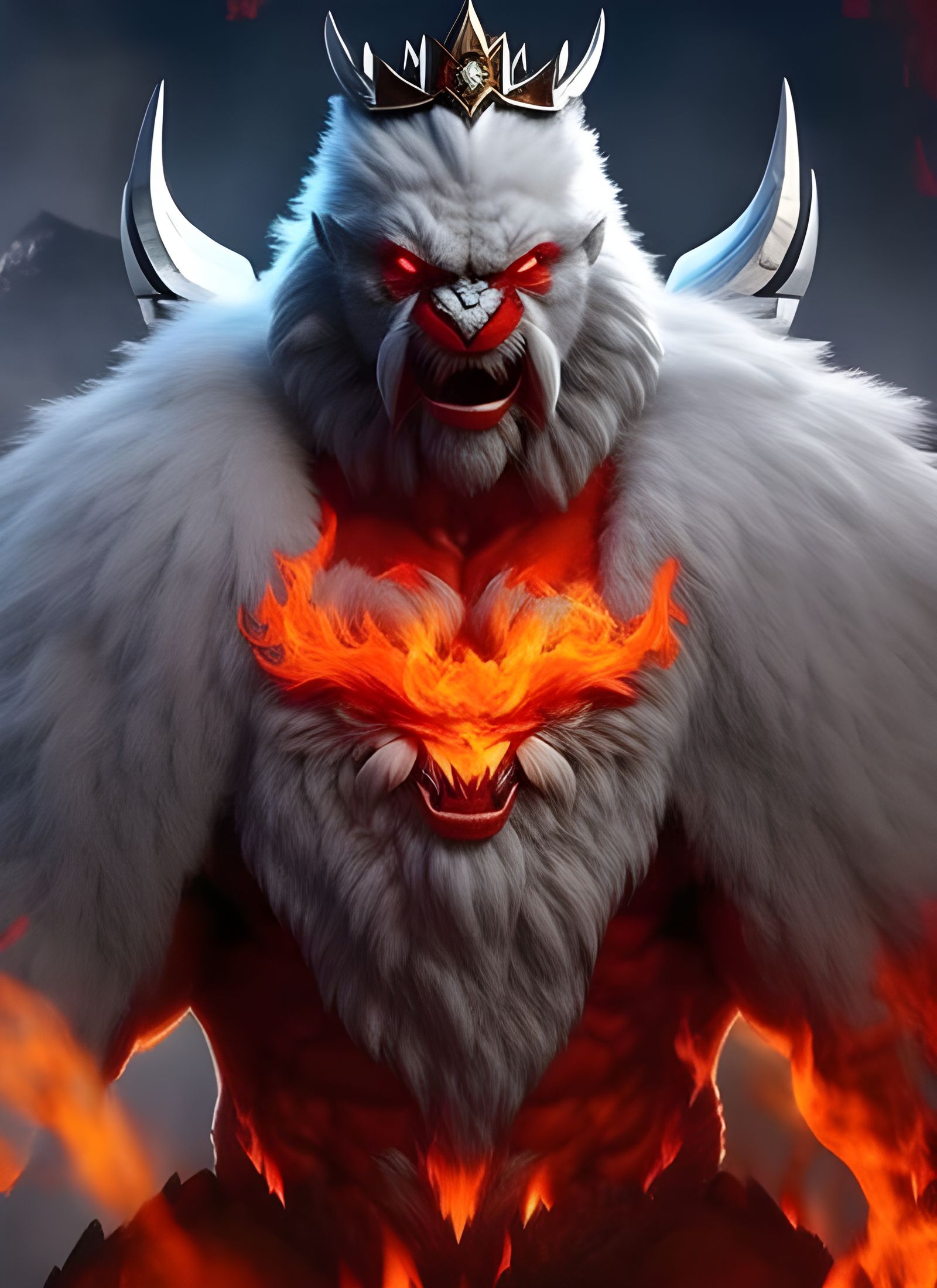 Yeti in fire  by @Zipy