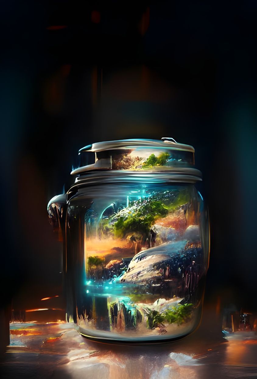 magical landscape inside of a jar
