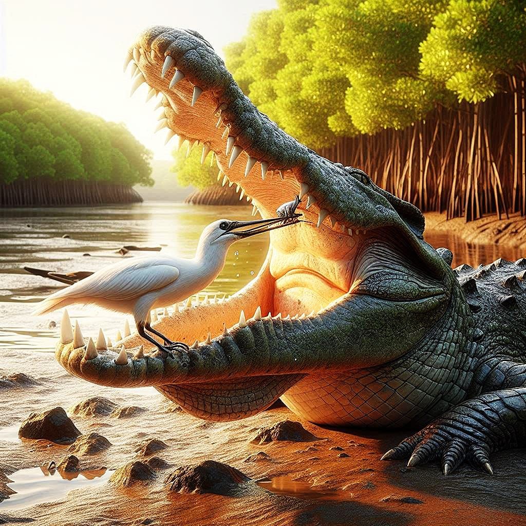 crocodile and cleanerbird