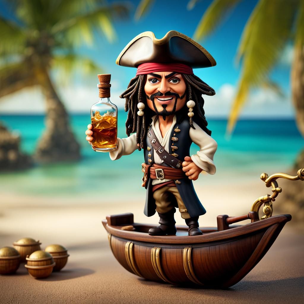 Captain Jack Sparrow "drunk" bobblehead AI Generated Artwork