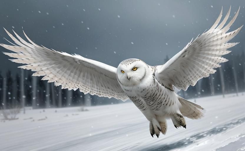 snowy owl in flight