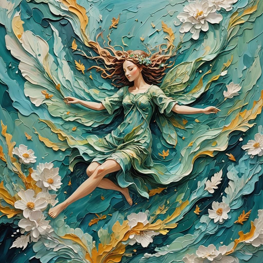  Impasto air nymph floating in heaven  by @POP WIZARD