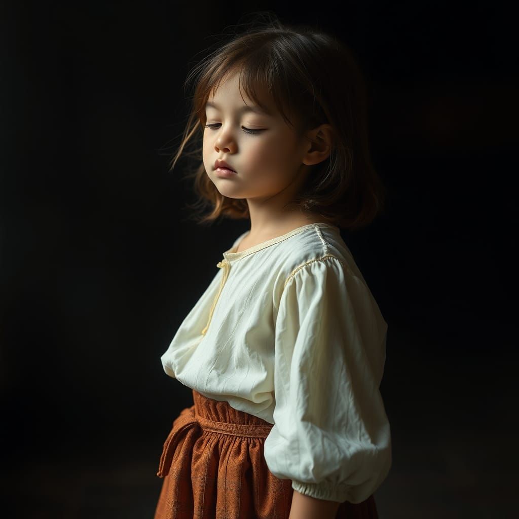 Girl falling asleep standing up