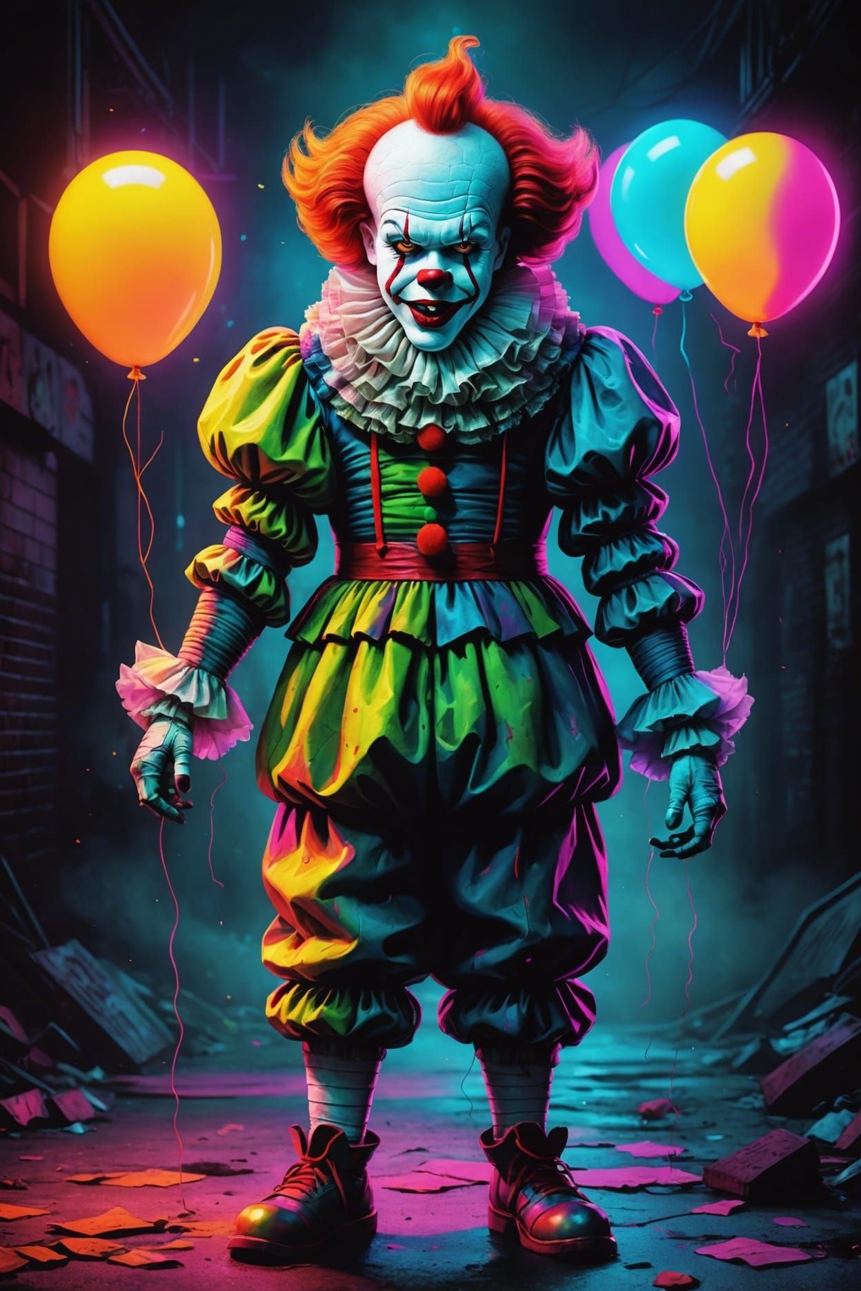 Neon Horror: Pennywise the Clown v1 - AI Generated Artwork - NightCafe ...