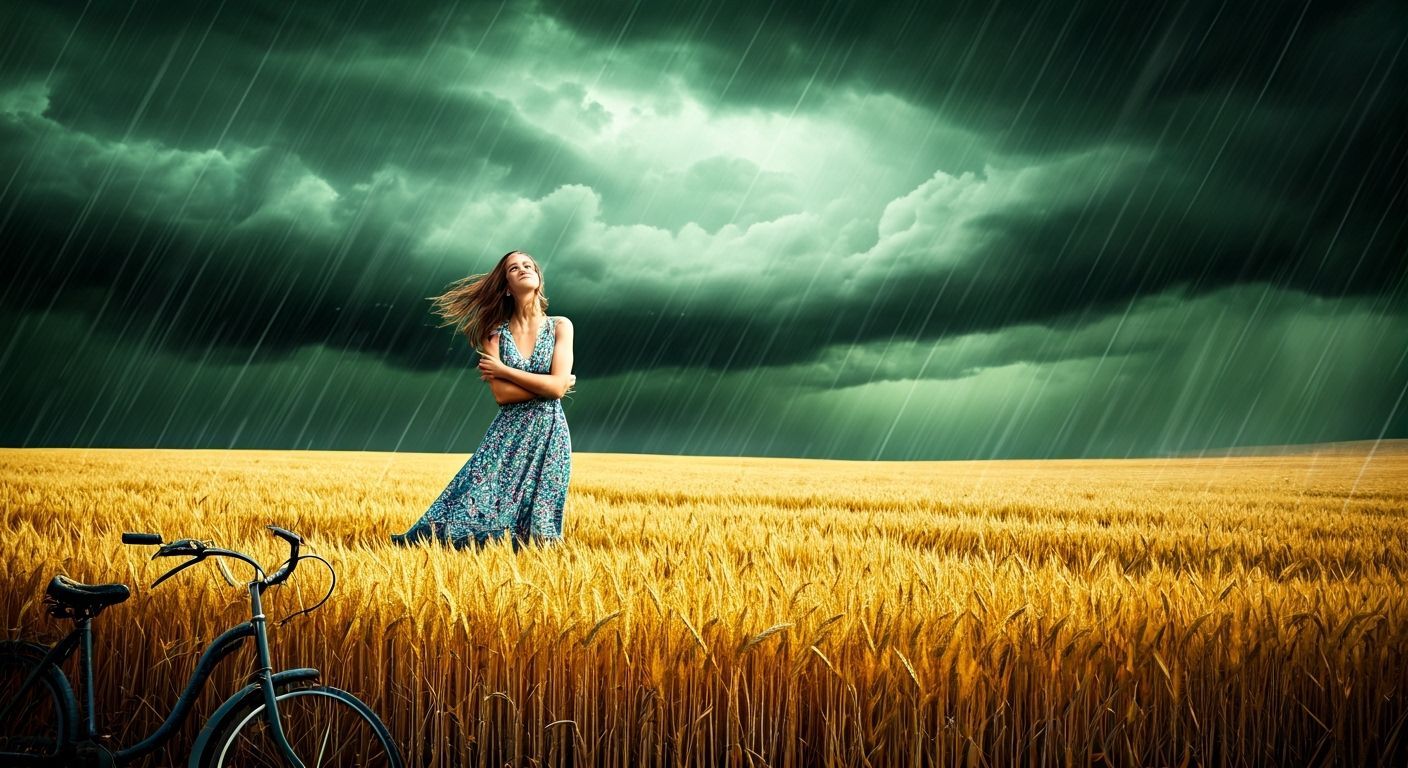 Afternoon storm with torrential, stormy rain - surreal photography
Location: An open field, with wheat ...  by @IoanM