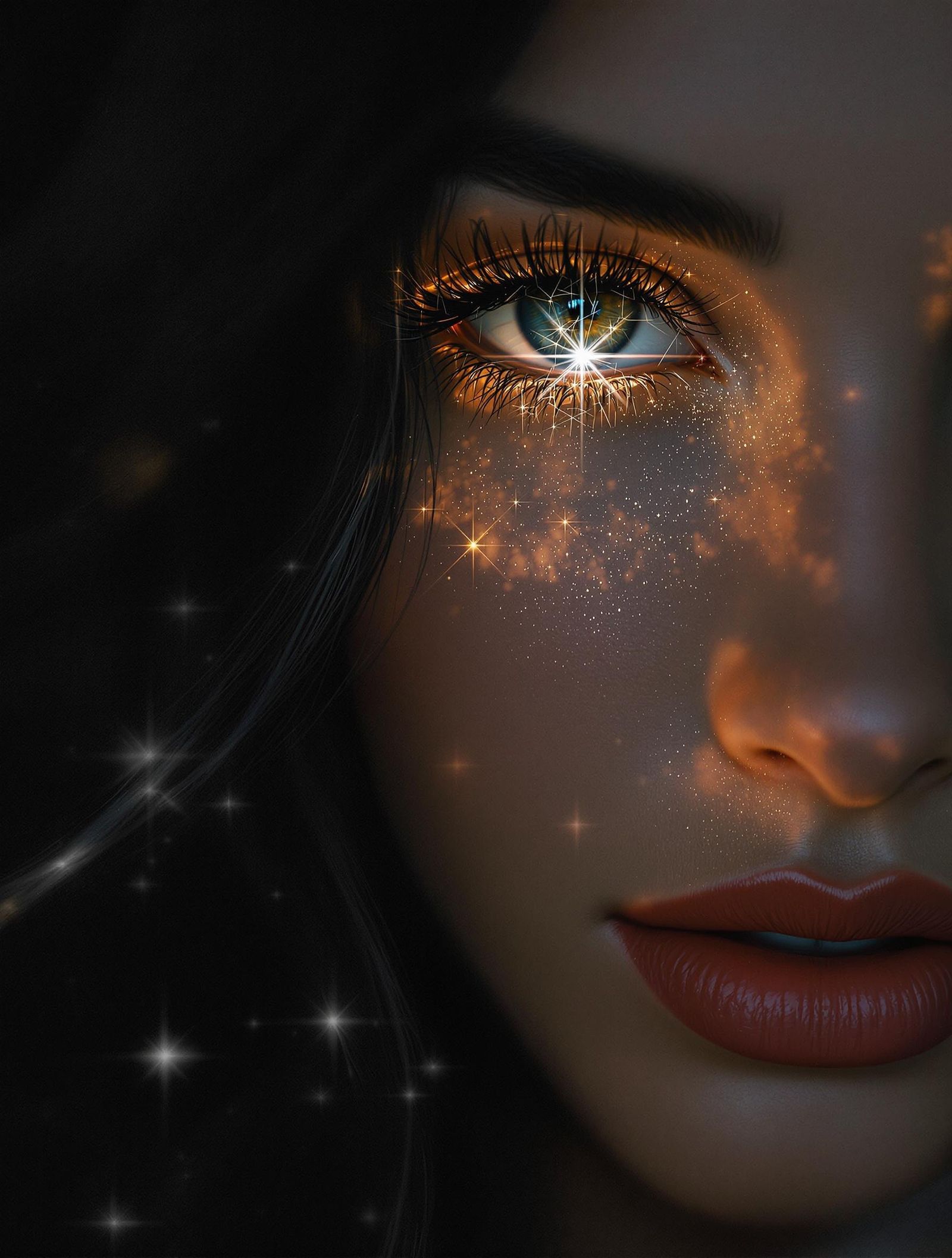 Her eyes flicker like a candle's spark.