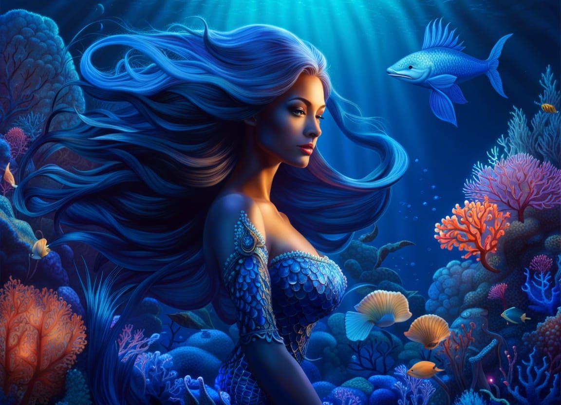 The blue mermaid - AI Generated Artwork - NightCafe Creator