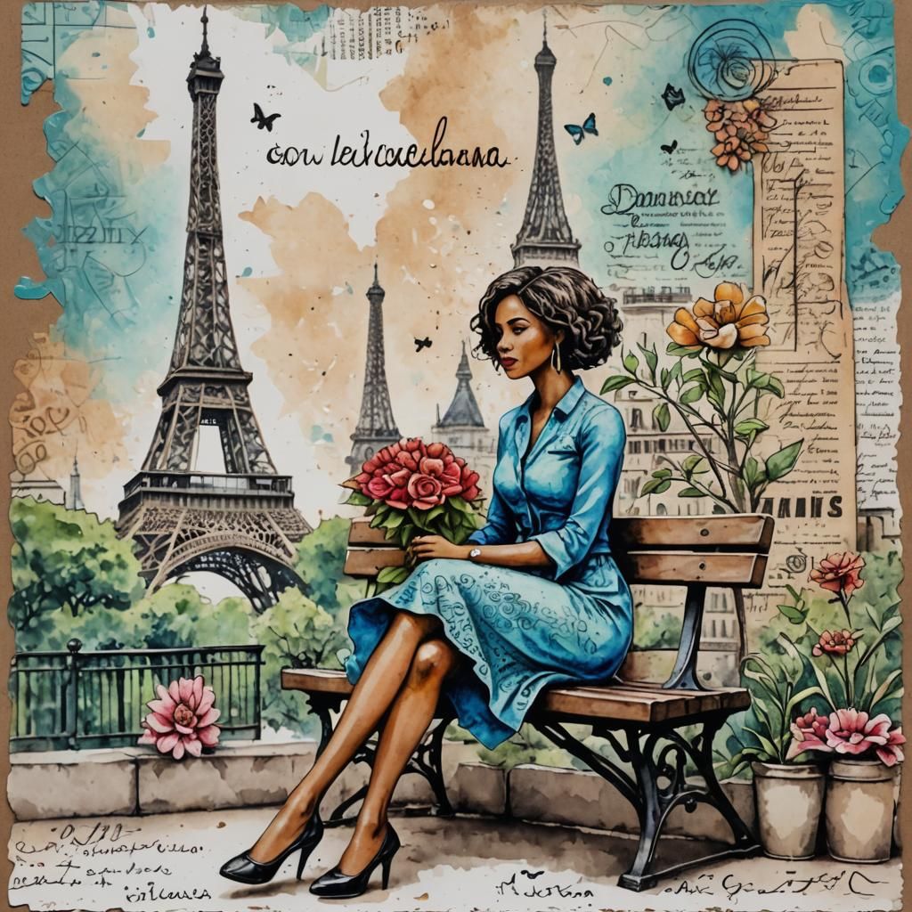 A lady sitting on a bench
