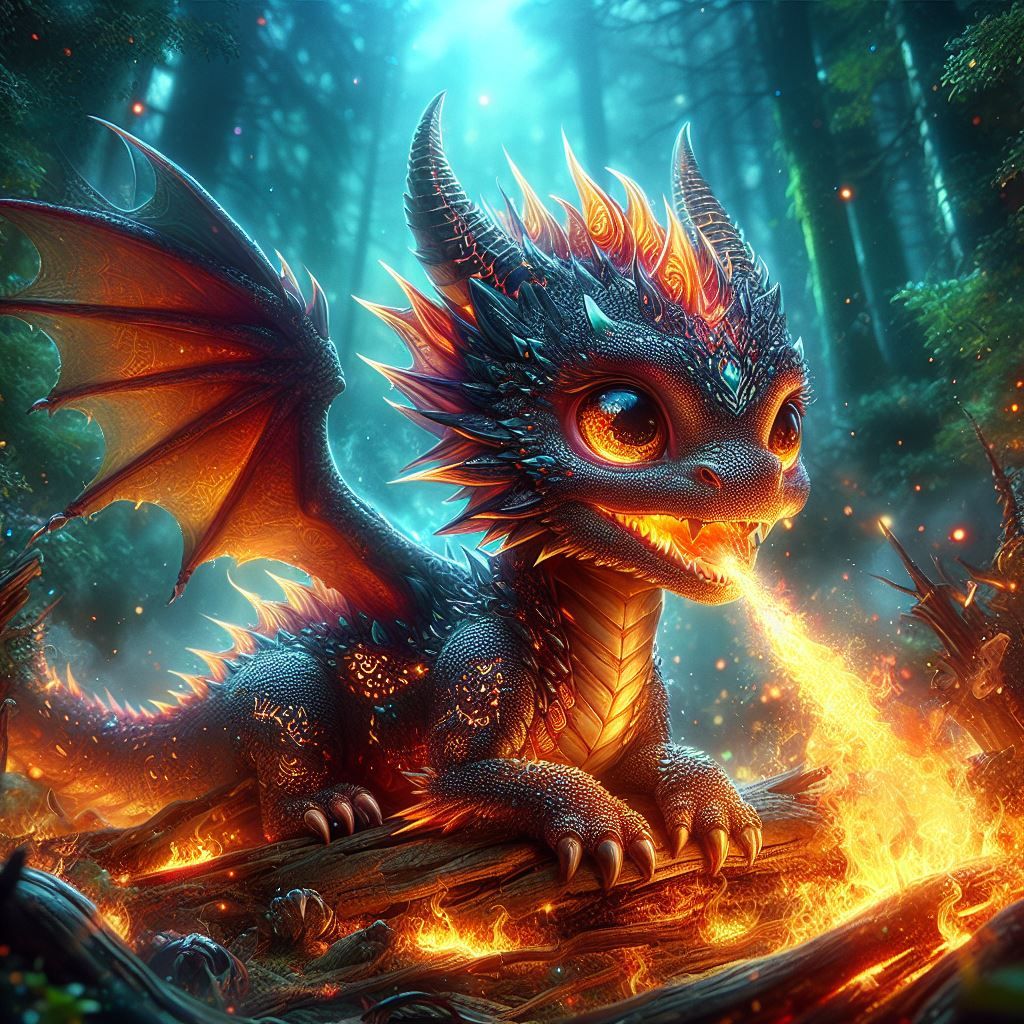 Fire Dragon In The Forest