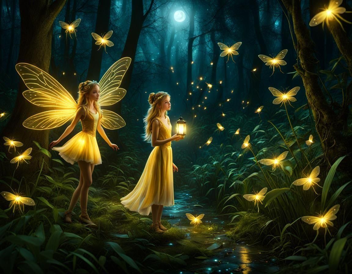 Fairies and Fireflies - AI Generated Artwork - NightCafe Creator