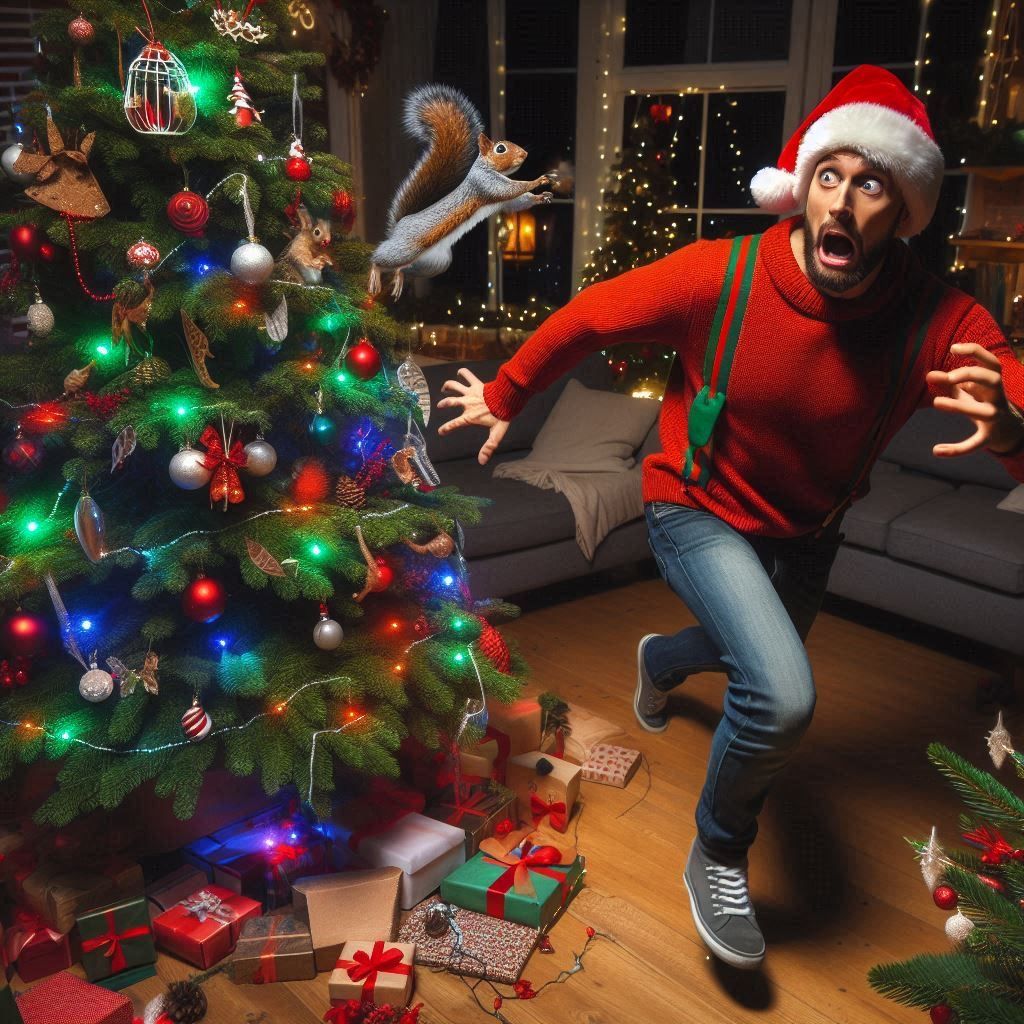 Another Christmas Squirrel in Tree