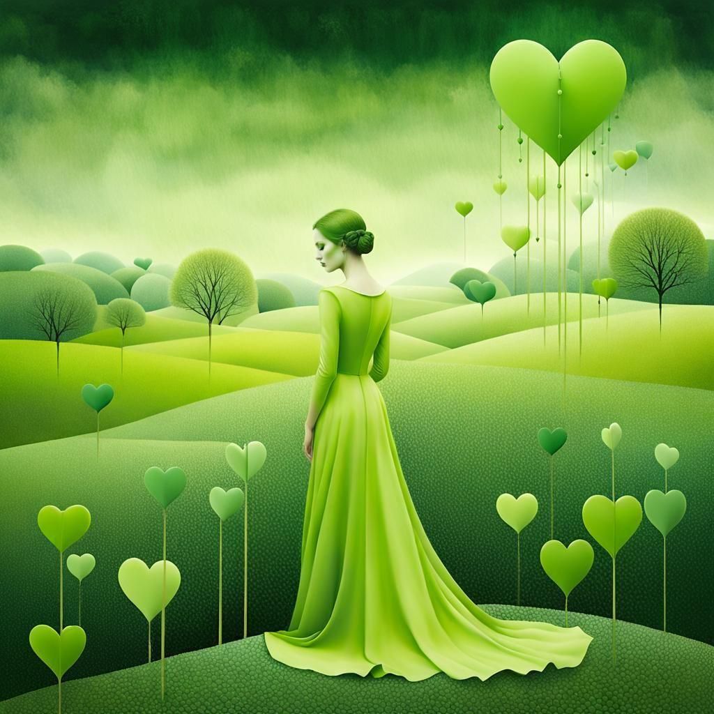 Monochromatic illustration in shades of green - DC