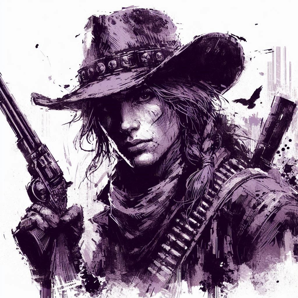 Rugged cowgirl in purple