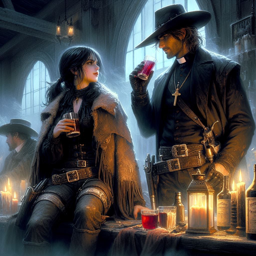 Apocalypse Anne and Father Gideon, after hours