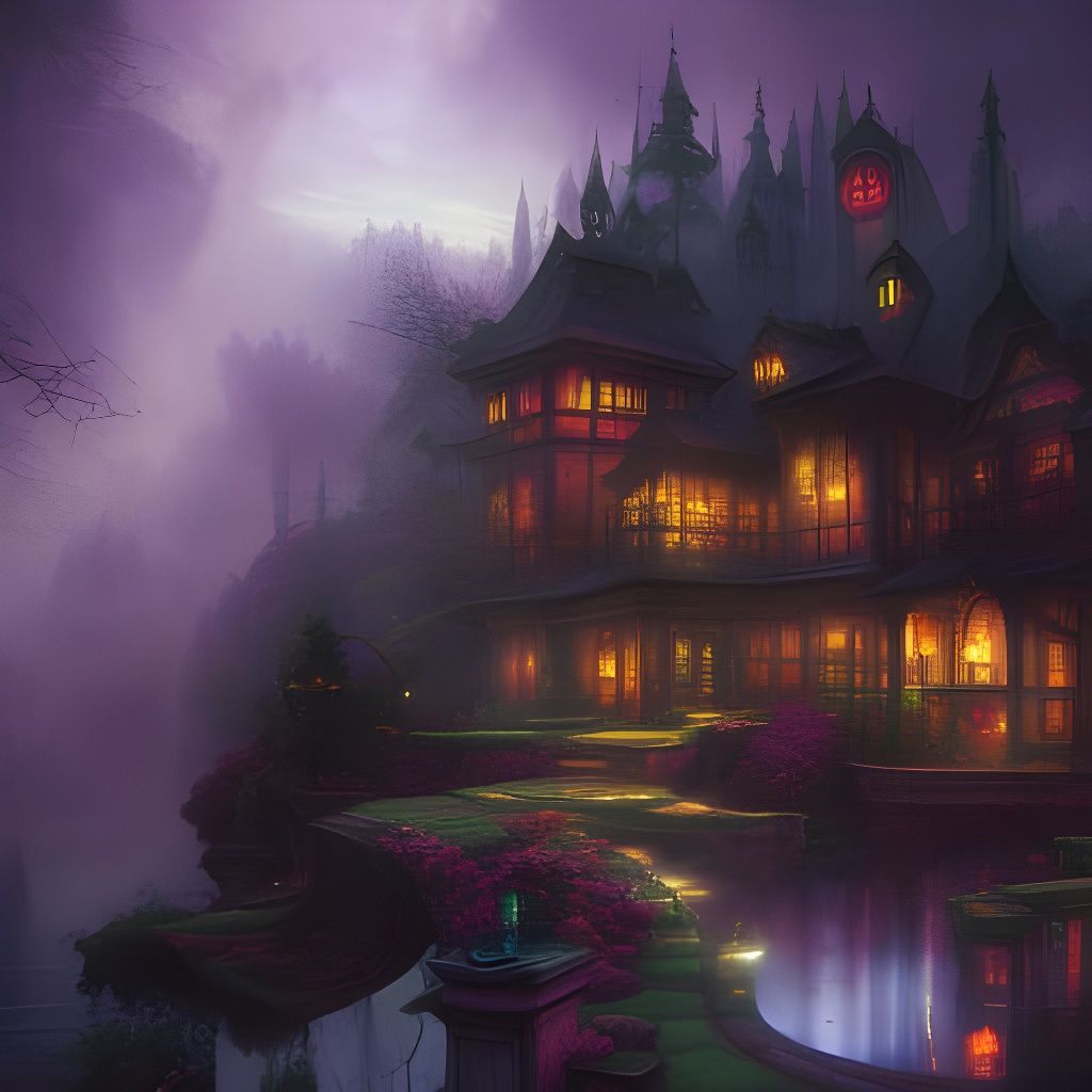 Luigi’s evil lair, haunted mansion, Japanese anime style, oc...