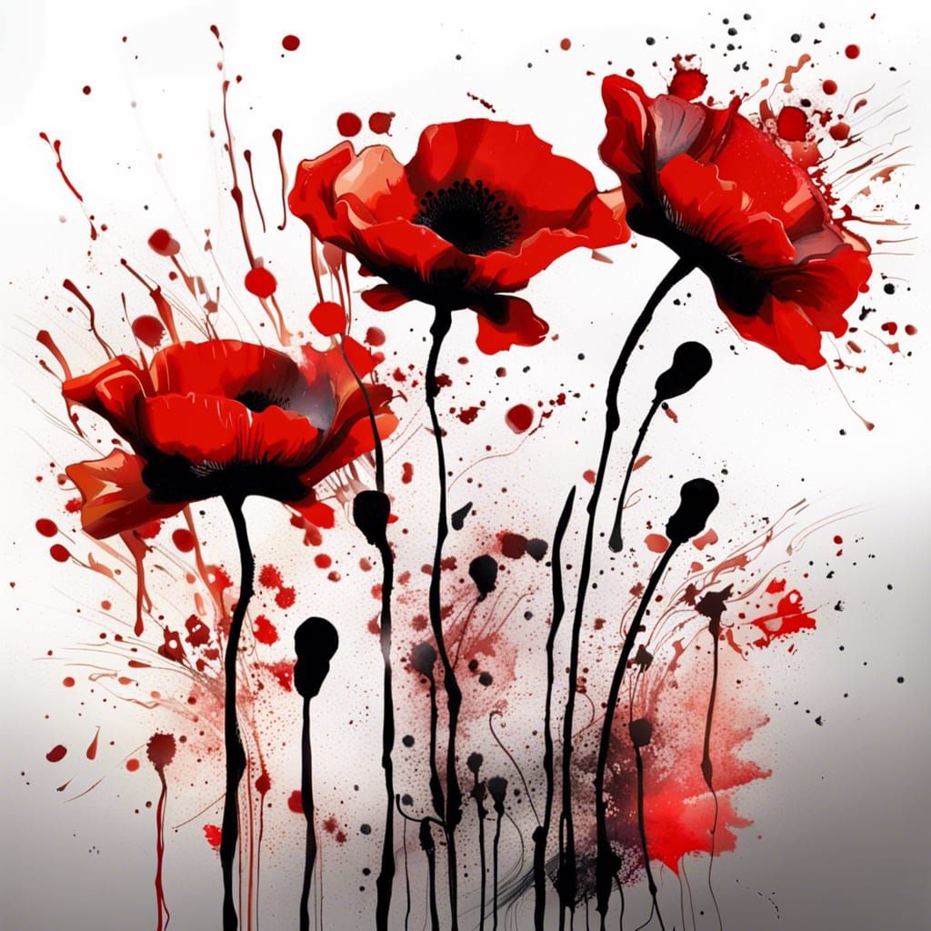 Remembrance Day Ink Splatters 11.11.23  by @GreenNails 