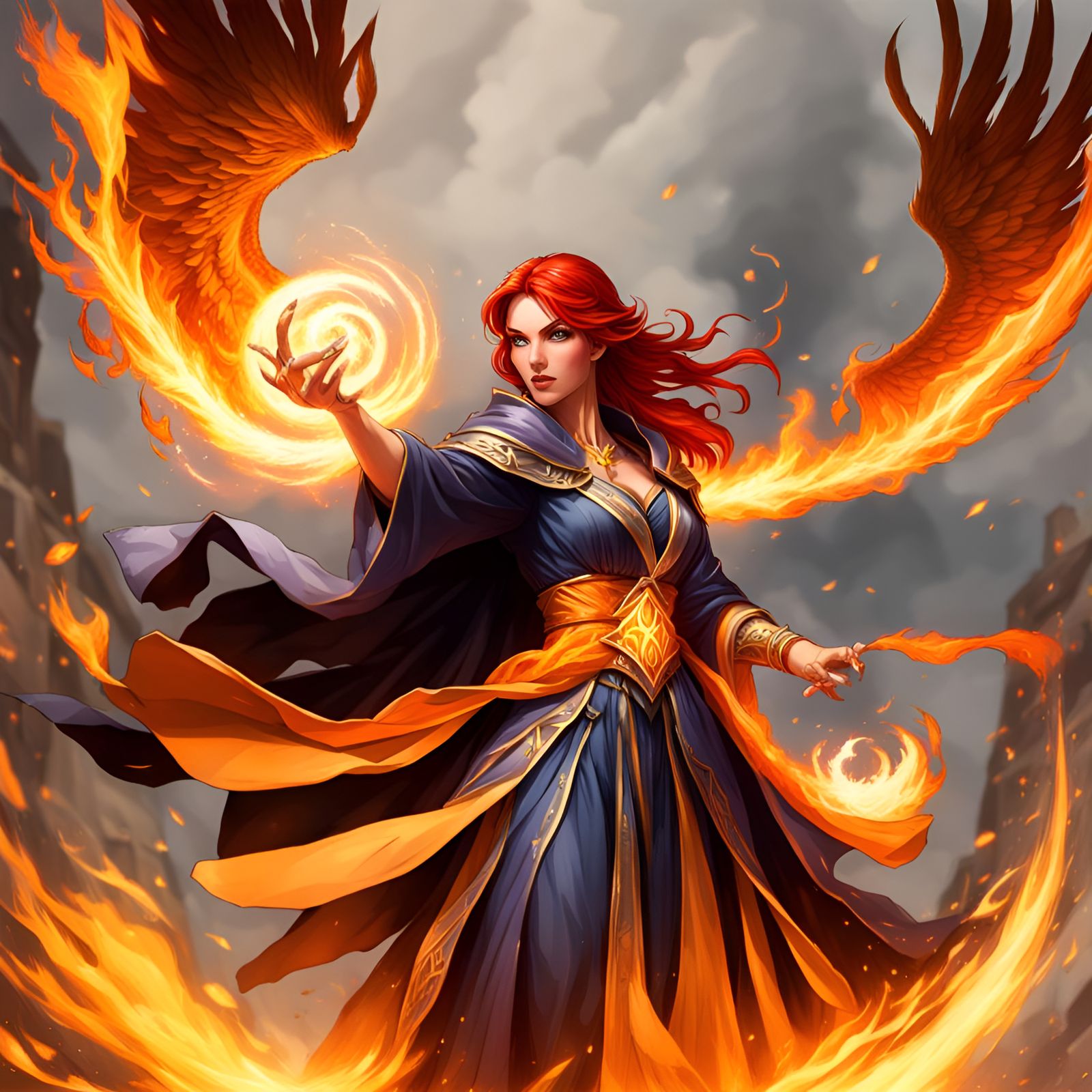 A sorceress casting the Phoenix Spell - 1 of 2 - AI Generated Artwork ...