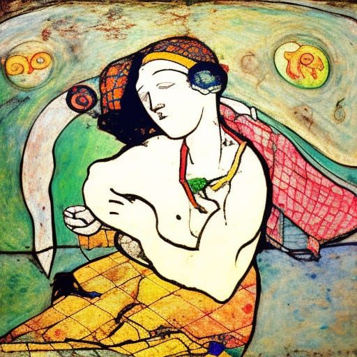 The young lady died - she ate a lot of sugar 
By Marc Chagal...