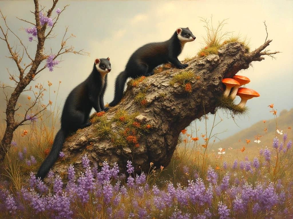 Stoat pair in the Heathlands (by Robert Bateman and Archibal...