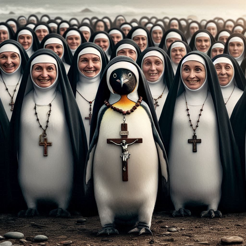 The endangered catholic penguinun in its natural HABITat