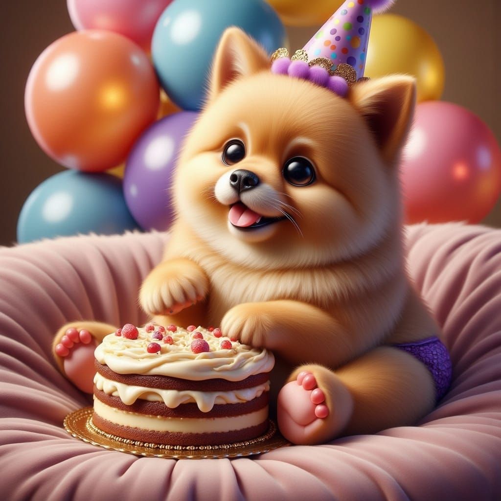<lora:-Frickin Cute-:1.0> Cute cream ginger Pomeranian baby ...